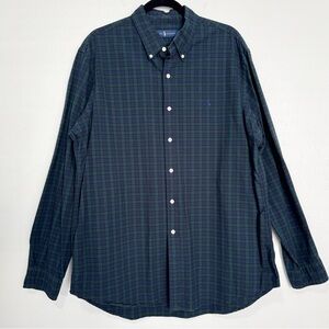 Polo Ralph Lauren Shirt Men’s XL Blue Green Plaid Cotton Classic Preppy Academia